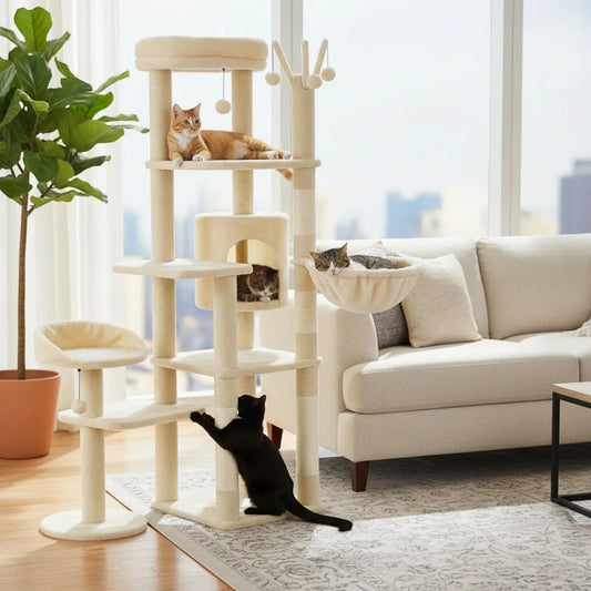 Arbre à Chat Maine Coon – Grande Tour Beige 150 cm
