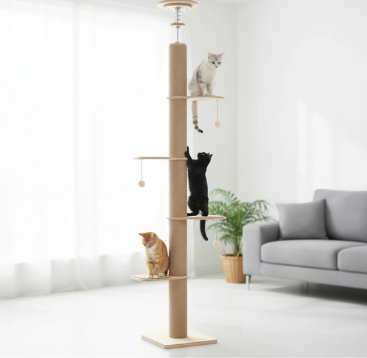 Arbre à Chat Sol Plafond – Griffoir Géant Sisal Naturel