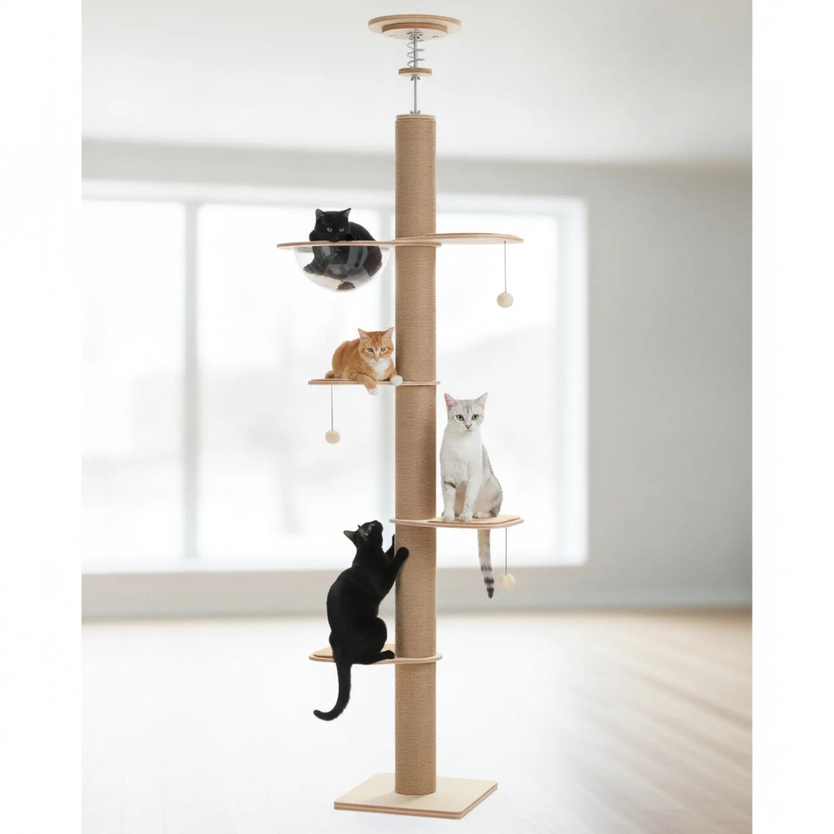 Arbre à Chat Sol Plafond – Griffoir Géant Sisal Naturel 2