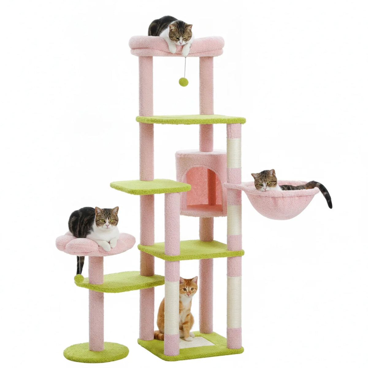 Arbre à Chat XXL Rose – Grande Tour 150 cm 1