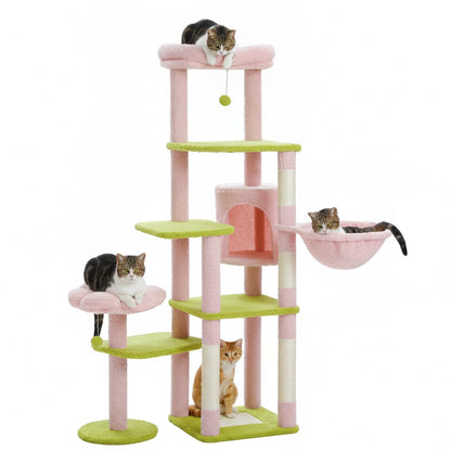 Arbre à Chat XXL Rose – Grande Tour 150 cm 1