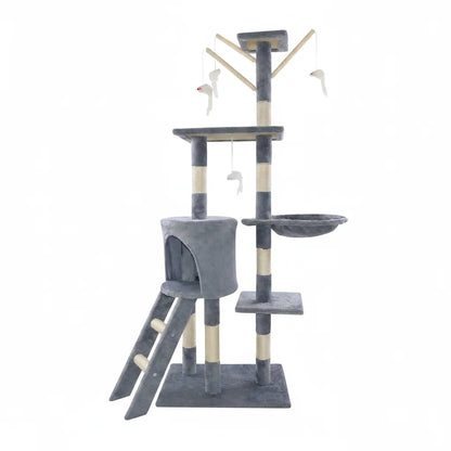 Arbre à chat 140 cm gris multi-niveaux