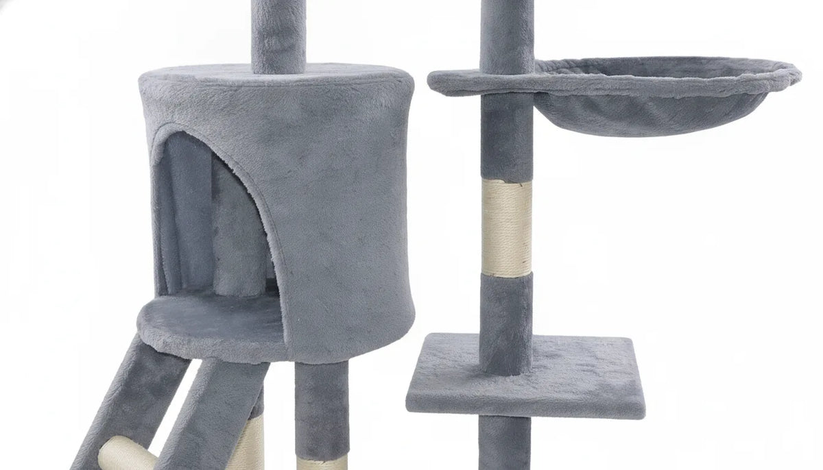 Arbre à chat 140 cm gris multi-niveaux 3