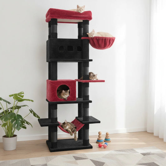Arbre à chat XXL 170 cm noir rouge