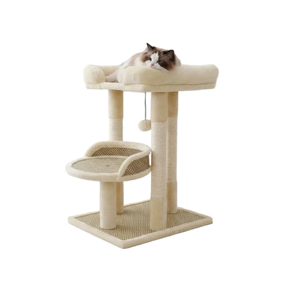 Arbre à chat beige 2 condos hamac et perchoir