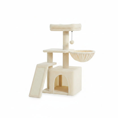 Arbre à chat beige multi-activités hamac perchoir 1