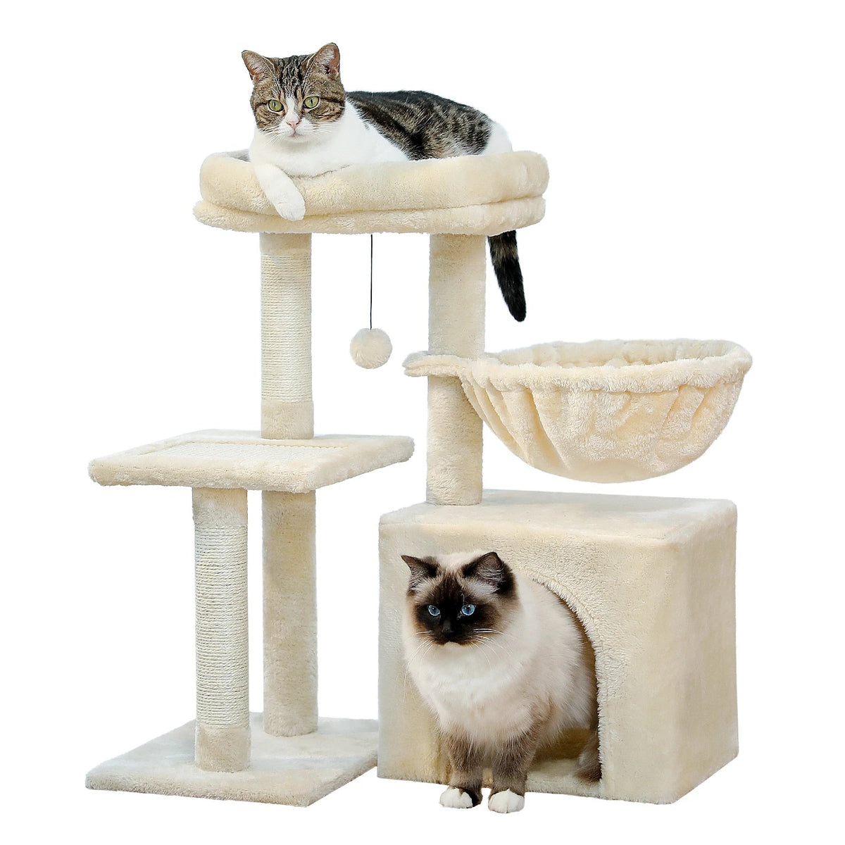 Arbre à chat design beige multi-niveaux 1
