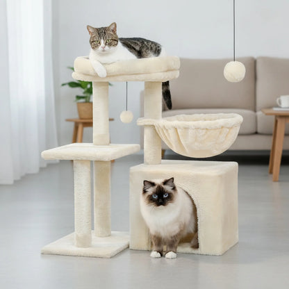 Arbre à chat design beige multi-niveaux 3