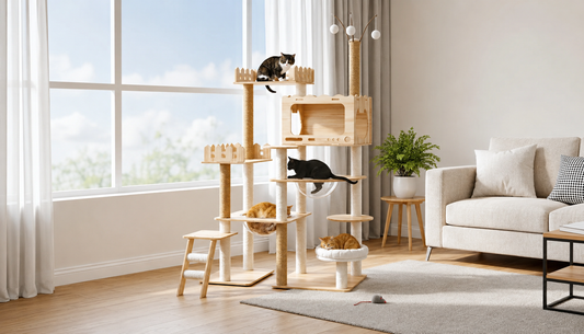 Arbre à chat en bois 170 cm multi-niveaux