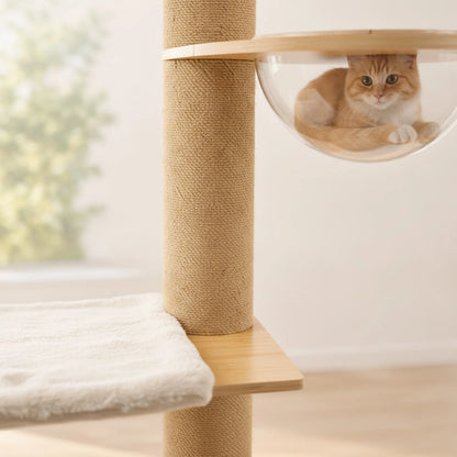 Arbre à chat en bois massif sol plafond 3