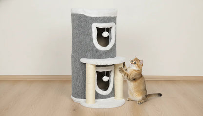 Arbre à chat gris 2 grottes 76 cm 3