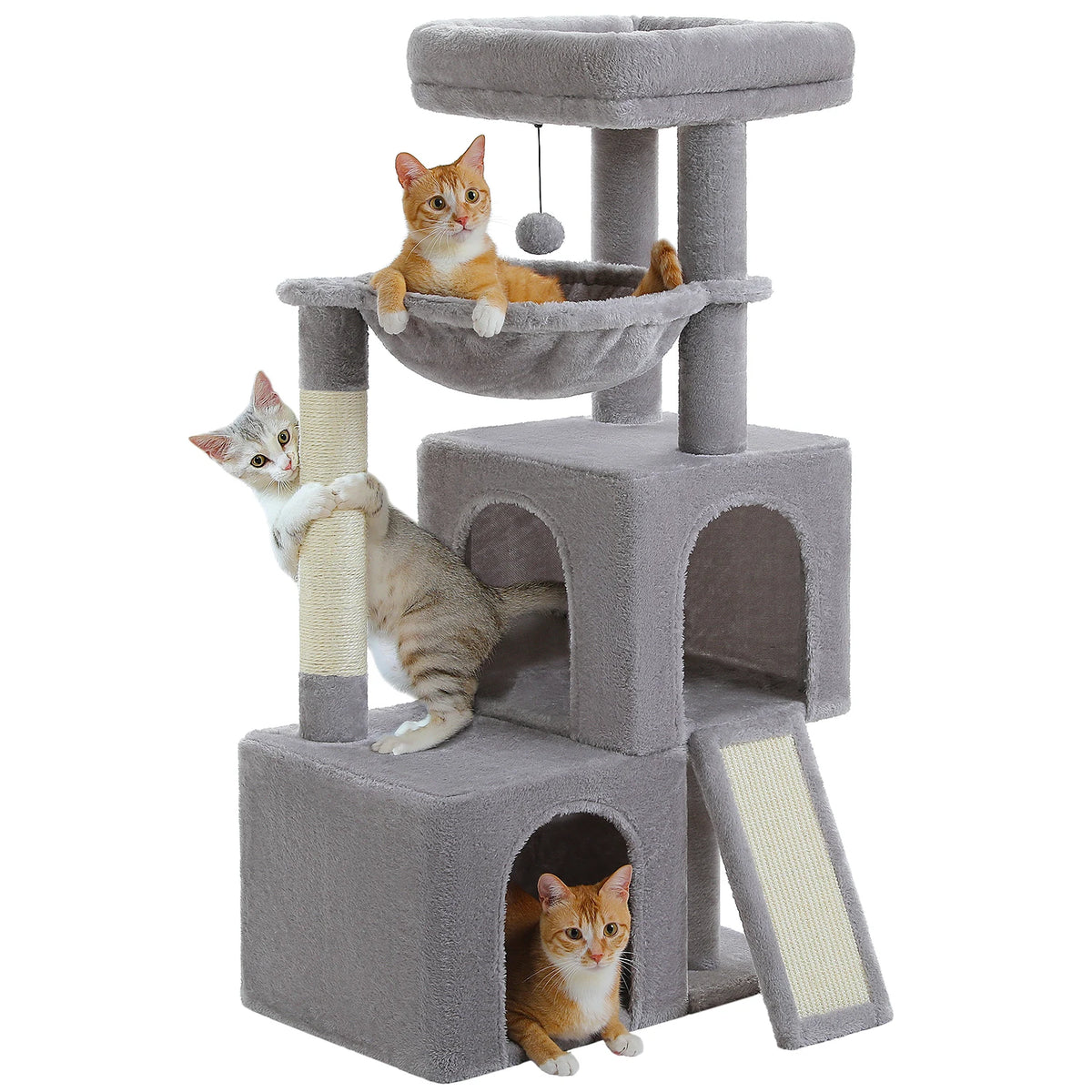 Arbre à chat multi-niveaux 2 condos, hamac & perchoir 1