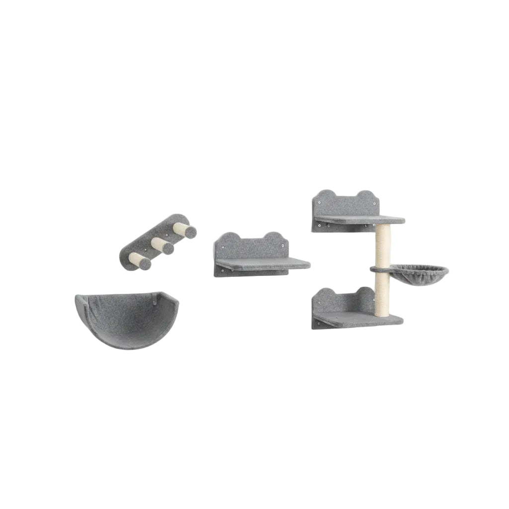 Arbre à chat mural gris - Kit de 4 pièces 1