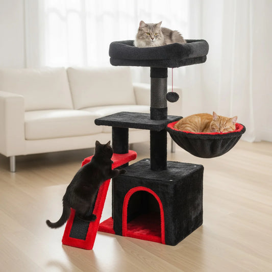 Arbre à chat original noir et rouge