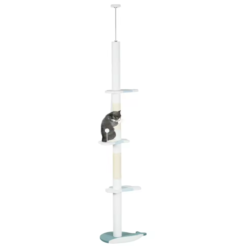 Arbre à chat sol plafond blanc réglable 1
