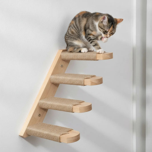 Escalier mural chat – 4 marches sisal et bois 1