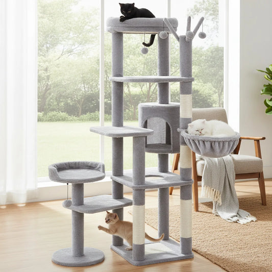Grand Arbre à Chat Gris Clair – Tour Confort 150 cm
