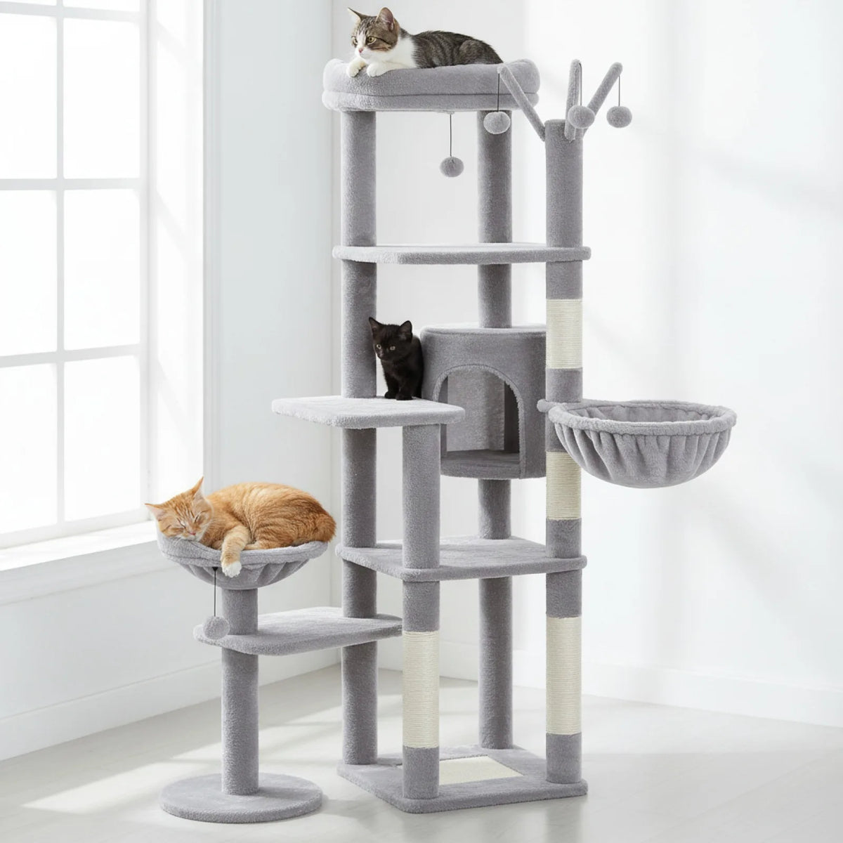 Grand Arbre à Chat Gris Clair – Tour Confort 150 cm 2