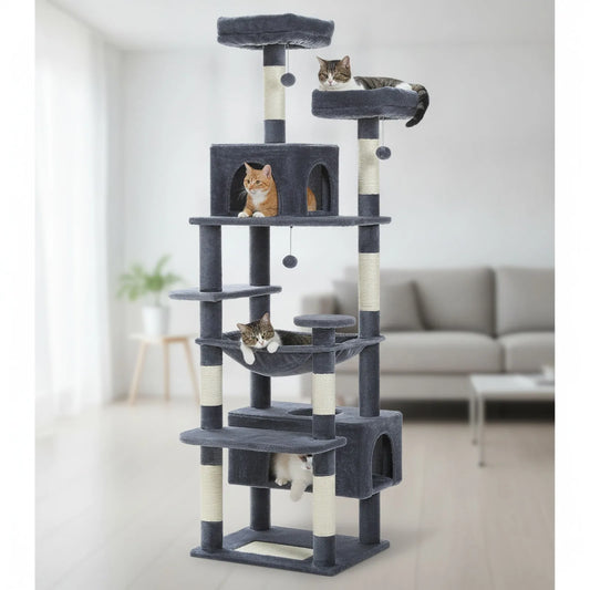 Grand arbre à chat gris foncé – 3 tailles, 5 niveaux