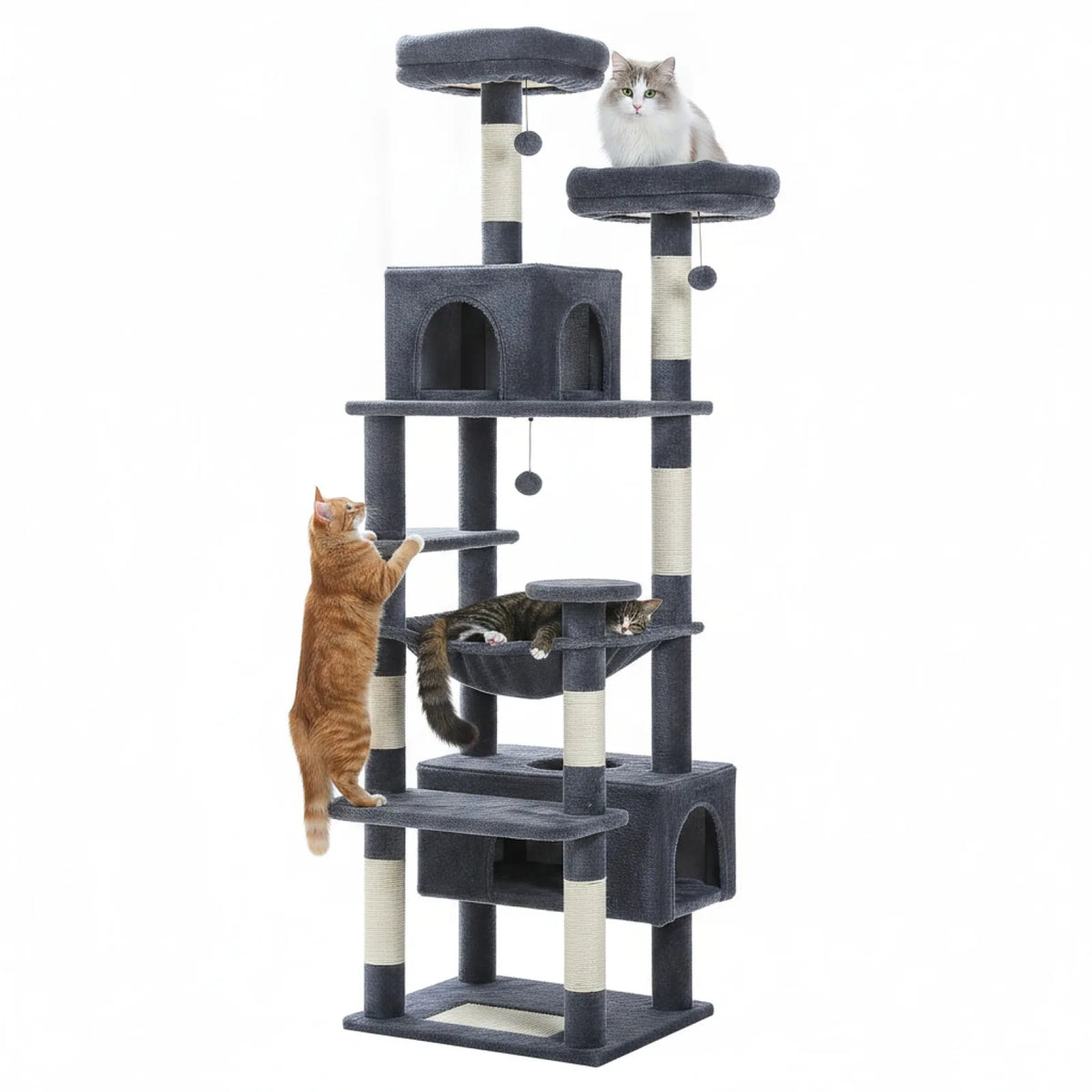 Grand arbre à chat gris foncé – 3 tailles, 5 niveaux 1