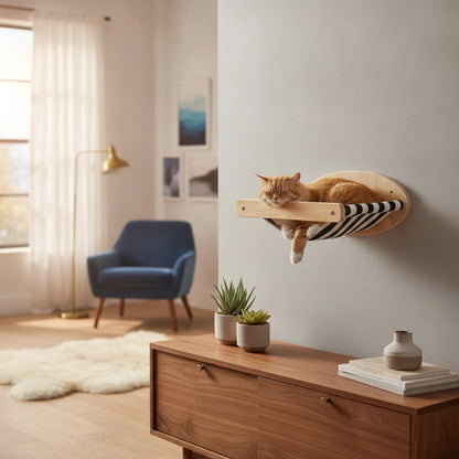 Hamac Mural Chat – Cocon Suspendu en Bois 2